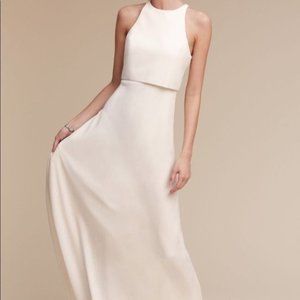 NWT Anthropologie BHLDN Jill Stuart Iva Crepe Maxi Dress Wedding White
